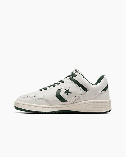 Converse Weapon Leather Women Basketball Shoes Green / White USA | C-02731989