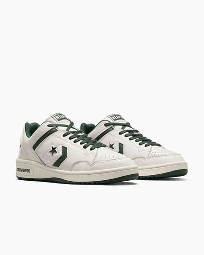 Converse Weapon Leather Women Basketball Shoes Green / White USA | C-02731989