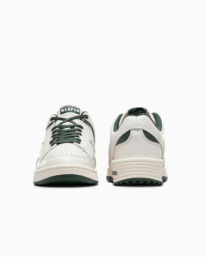 Converse Weapon Leather Women Basketball Shoes Green / White USA | C-02731989