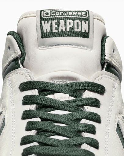Converse Weapon Leather Women Basketball Shoes Green / White USA | C-02731989