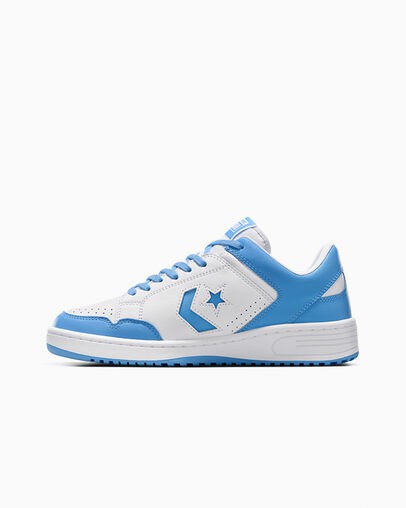 Converse Weapon Leather Women Basketball Shoes White / Blue USA | C-67304159