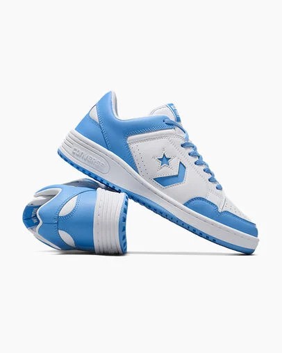 Converse Weapon Leather Women Basketball Shoes White / Blue USA | C-67304159