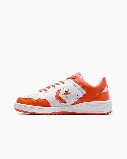 Converse Weapon Leather Women Basketball Shoes White / Orange USA | C-30542769
