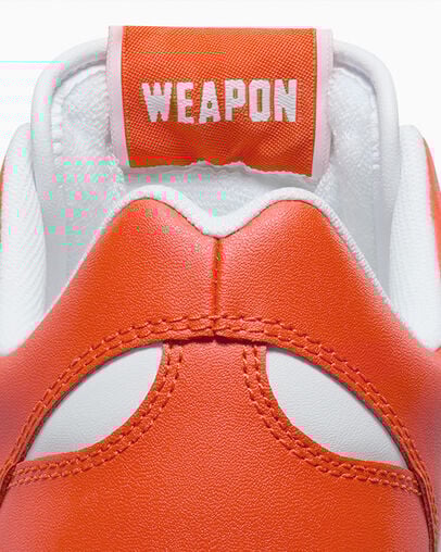 Converse Weapon Leather Women Basketball Shoes White / Orange USA | C-30542769