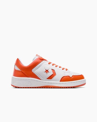 Converse Weapon Leather Women Basketball Shoes White / Orange USA | C-30542769