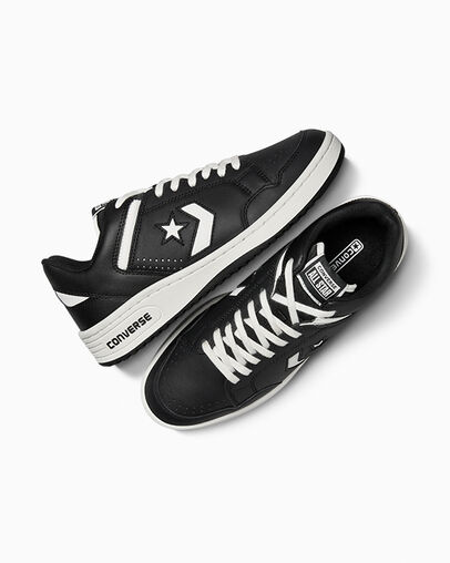 Converse Weapon Leather Women Basketball Shoes Black / White USA | C-10285739