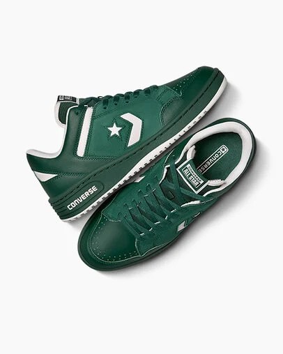 Converse Weapon Leather Women Basketball Shoes Green USA | C-01659479