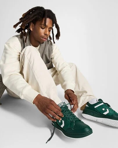 Converse Weapon Leather Women Basketball Shoes Green USA | C-01659479