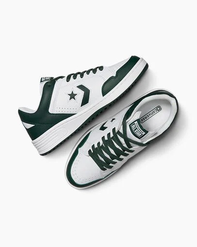 Converse Weapon Leather Women Basketball Shoes White / Deep Turquoise USA | C-67051499