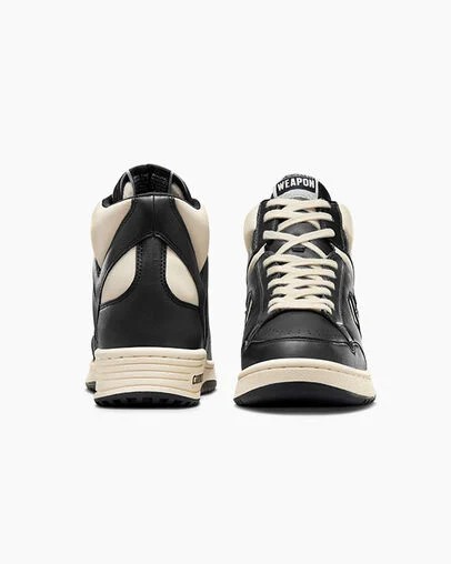 Converse Weapon Leather Women Boots Black / Beige White / Black USA | C-91482079