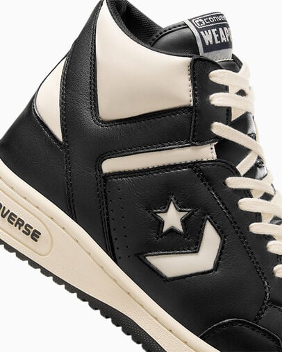 Converse Weapon Leather Women Boots Black / Beige White / Black USA | C-91482079